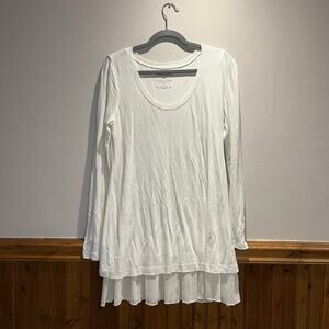 Peruvian Connection Eloise Long Sleeve Tunic Top Sz M Cream Scoop Neck Casual